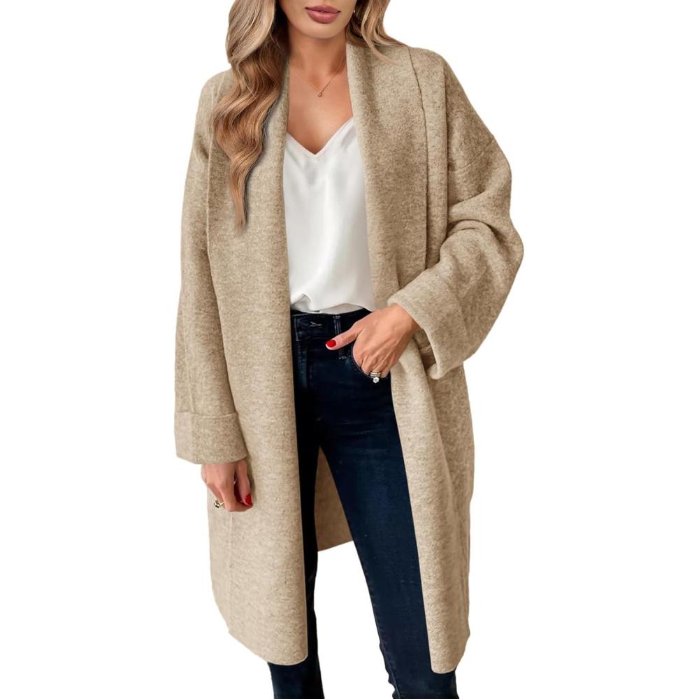 imageSaodimallsu Womens Long Cardigan Sweaters Chunky Open Front Oversized Slouchy Knit Fall Trendy Coatigan JacketsKhaki