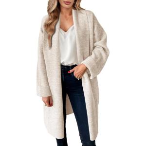 Saodimallsu Womens Long Cardigan Sweaters Chunky Open Front Oversized Slouchy Knit Fall Trendy Coatigan Jackets(Apricot)