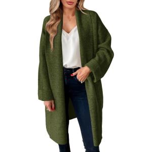 Saodimallsu Womens Long Cardigan Sweaters Chunky Open Front Oversized Slouchy Knit Fall Trendy Coatigan Jackets(Army Green)