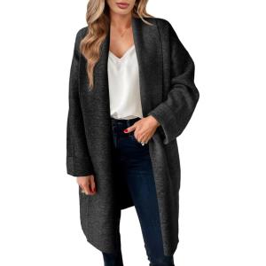 Saodimallsu Womens Long Cardigan Sweaters Chunky Open Front Oversized Slouchy Knit Fall Trendy Coatigan Jackets(Black)