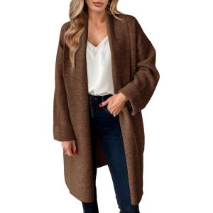 Saodimallsu Womens Long Cardigan Sweaters Chunky Open Front Oversized Slouchy Knit Fall Trendy Coatigan Jackets(Brown)
