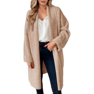 Saodimallsu Womens Long Cardigan Sweaters Chunky Open Front Oversized Slouchy Knit Fall Trendy Coatigan Jackets(Camel)