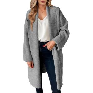 Saodimallsu Womens Long Cardigan Sweaters Chunky Open Front Oversized Slouchy Knit Fall Trendy Coatigan Jackets(Dark Grey)
