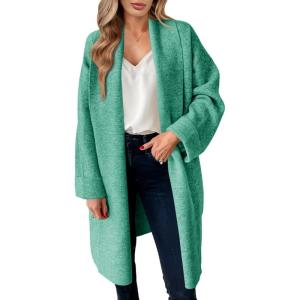 Saodimallsu Womens Long Cardigan Sweaters Chunky Open Front Oversized Slouchy Knit Fall Trendy Coatigan Jackets(Green)