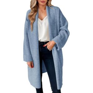 Saodimallsu Womens Long Cardigan Sweaters Chunky Open Front Oversized Slouchy Knit Fall Trendy Coatigan Jackets(Light Blue)