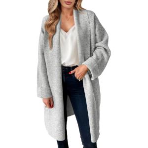 Saodimallsu Womens Long Cardigan Sweaters Chunky Open Front Oversized Slouchy Knit Fall Trendy Coatigan Jackets(Light Grey)