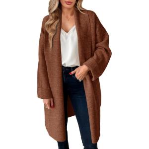 Saodimallsu Womens Long Cardigan Sweaters Chunky Open Front Oversized Slouchy Knit Fall Trendy Coatigan Jackets(Red Brown)