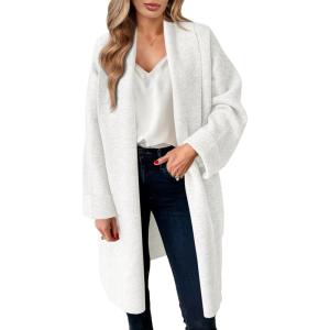 Saodimallsu Womens Long Cardigan Sweaters Chunky Open Front Oversized Slouchy Knit Fall Trendy Coatigan Jackets(White)