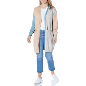 Lovaru Womens Boho Open Front Cardigan Colorblock Long Sleeve Loose Knit Lightweight Sweaters(Z1 Blue)
