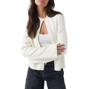 Saodimallsu Womens Lightweight Cardigans Open Front Long Sleeve One Button Casual Crewneck Loose Knit Shrug Sweater(White)