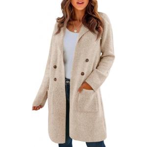 Saodimallsu Womens Long Cardigan Sweaters Open Front Knit Dressy Casual Chunky Lapel Coatigan Fall Sweater Blazer Coats(Apricot)