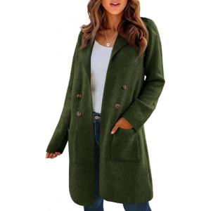 Saodimallsu Womens Long Cardigan Sweaters Open Front Knit Dressy Casual Chunky Lapel Coatigan Fall Sweater Blazer Coats(Army Green)