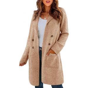Saodimallsu Womens Long Cardigan Sweaters Open Front Knit Dressy Casual Chunky Lapel Coatigan Fall Sweater Blazer Coats(Camel)