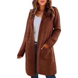 Saodimallsu Womens Long Cardigan Sweaters Open Front Knit Dressy Casual Chunky Lapel Coatigan Fall Sweater Blazer Coats(Caramel)