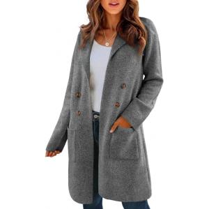 Saodimallsu Womens Long Cardigan Sweaters Open Front Knit Dressy Casual Chunky Lapel Coatigan Fall Sweater Blazer Coats(Gray)