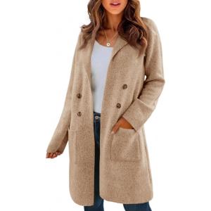 Saodimallsu Womens Long Cardigan Sweaters Open Front Knit Dressy Casual Chunky Lapel Coatigan Fall Sweater Blazer Coats(Khaki)