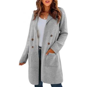Saodimallsu Womens Long Cardigan Sweaters Open Front Knit Dressy Casual Chunky Lapel Coatigan Fall Sweater Blazer Coats(Light Gray)