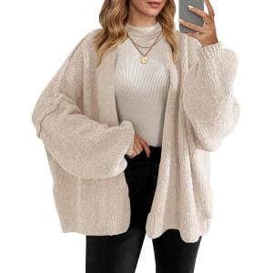 Saodimallsu Womens Oversized Cardigan Sweaters Open Front Chunky Knit Casual Long Lantern Sleeve Fall Sweater Coats(Apricot)