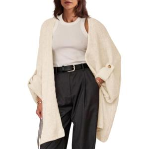 Saodimallsu Womens Oversized Long Cardigan Sweaters Casual Open Front Chunky Knit Slouchy Fall Trendy Sweater Coats(Apricot)