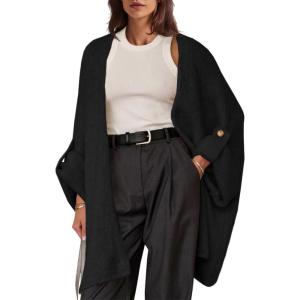 Saodimallsu Womens Oversized Long Cardigan Sweaters Casual Open Front Chunky Knit Slouchy Fall Trendy Sweater Coats(Black)