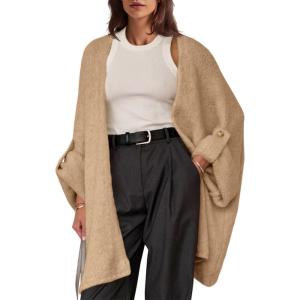 Saodimallsu Womens Oversized Long Cardigan Sweaters Casual Open Front Chunky Knit Slouchy Fall Trendy Sweater Coats(Camel)