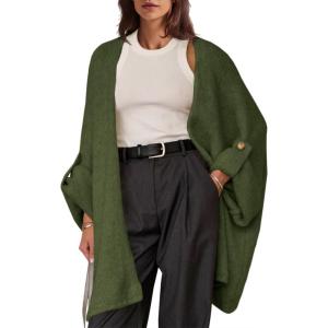 Saodimallsu Womens Oversized Long Cardigan Sweaters Casual Open Front Chunky Knit Slouchy Fall Trendy Sweater Coats(Dark Green)