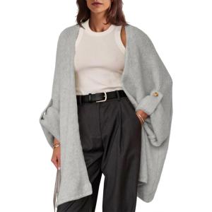 Saodimallsu Womens Oversized Long Cardigan Sweaters Casual Open Front Chunky Knit Slouchy Fall Trendy Sweater Coats(Gray)