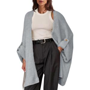 Saodimallsu Womens Oversized Long Cardigan Sweaters Casual Open Front Chunky Knit Slouchy Fall Trendy Sweater Coats(Stone Gray)