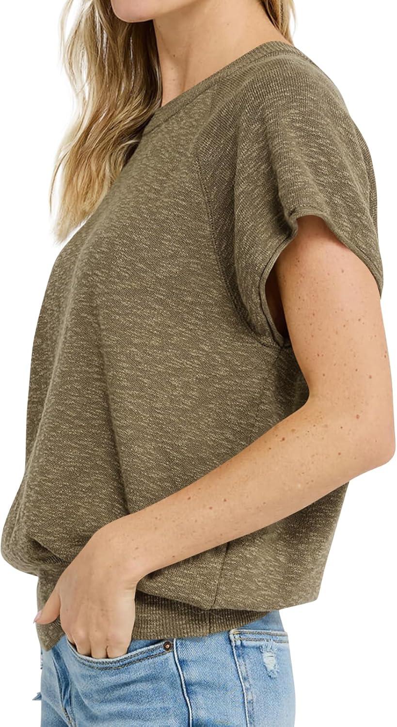 imageSaodimallsu Womens Short Sleeve Crewneck Sweater Summer Tops Casual Loose Knit Lightweight Basic Pullover ShirtsDeep Camel