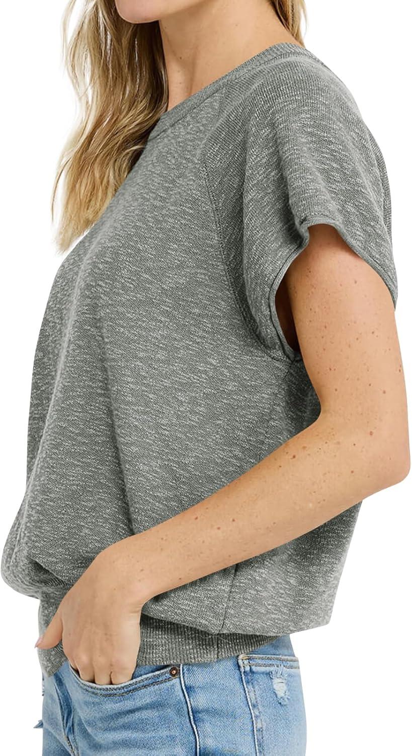 imageSaodimallsu Womens Short Sleeve Crewneck Sweater Summer Tops Casual Loose Knit Lightweight Basic Pullover ShirtsLight Grey