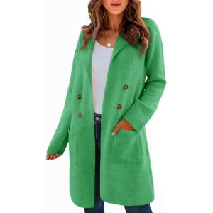 Saodimallsu Womens Long Cardigan Sweaters Open Front Knit Dressy Casual Chunky Lapel Coatigan Fall Sweater Blazer Coats(Green)