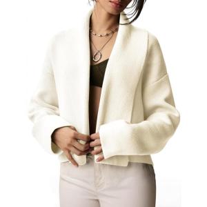 Saodimallsu Womens Cropped Cardigan Open Front Shawl 2025 Fall Trendy Long Sleeve Sweater Jacket(Beige)