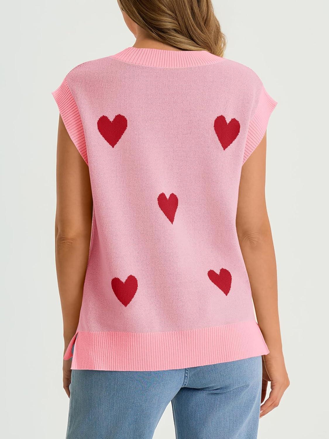 imageSaodimallsu Womens V Neck Sweater Vest Oversized Ribbed Knit Sleeveless Casual Loose Fit Pullover Tank TopPinka