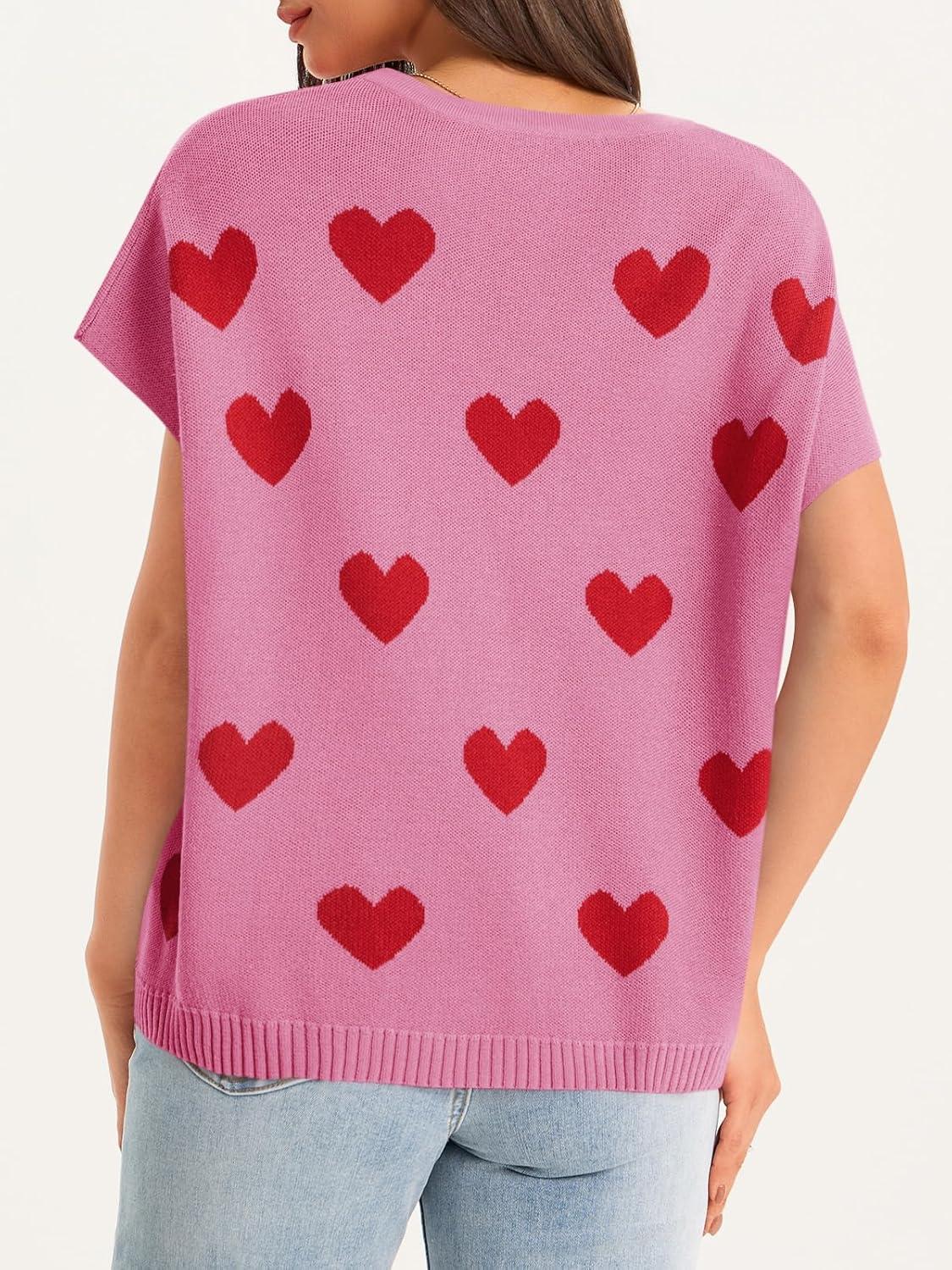 image:imageSaodimallsu Womens Spring Oversized Cardigans Batwing Short Sleeve Lightweight Button V Neck Casual Knit Sweater TopsHeartrose Red
