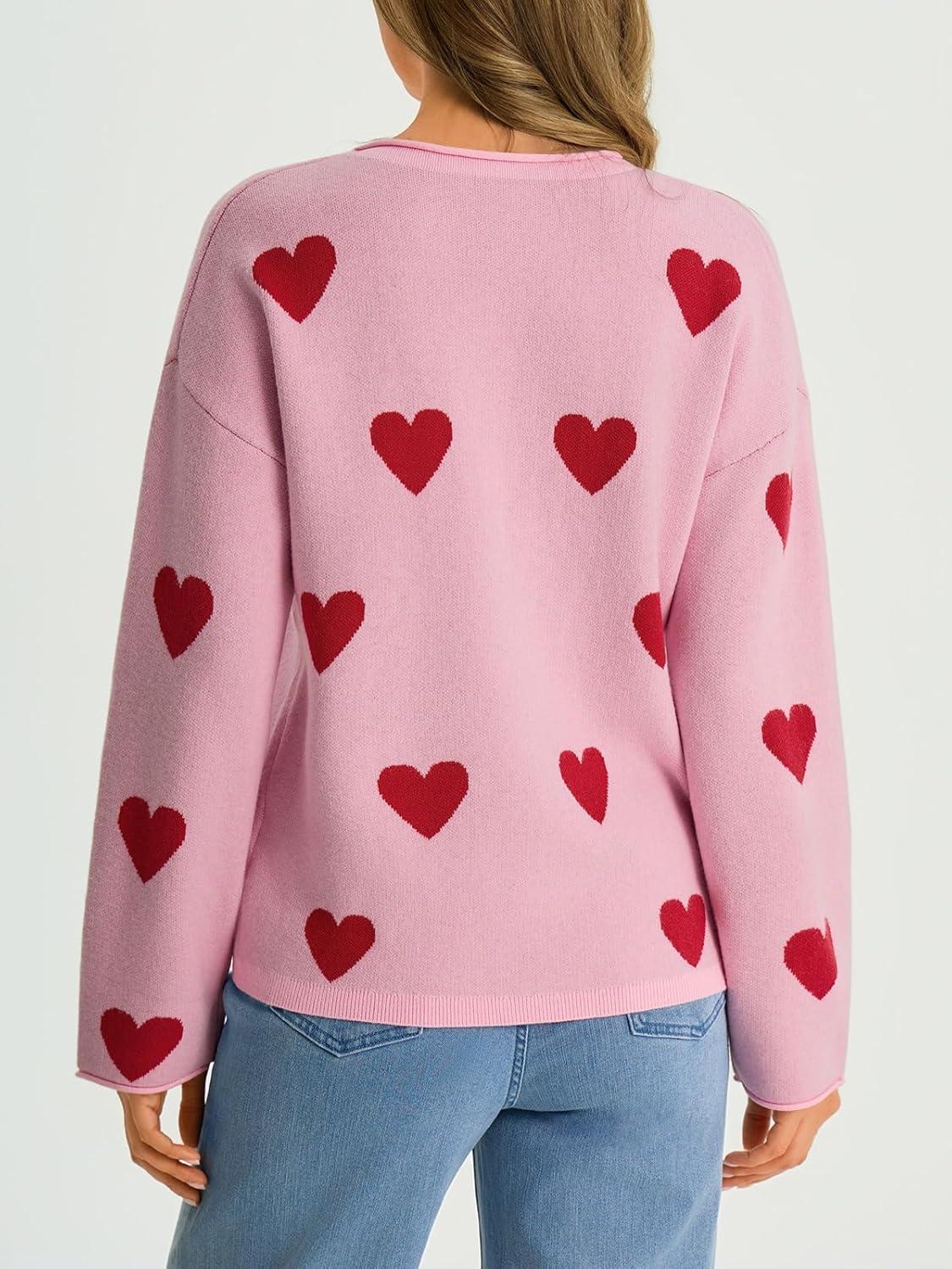 image:imageSaodimallsu Womens Button Up Cardigan Sweaters Long Sleeve Crew Neck Fall Soft Lightweight Knit Loose Sweater TopsHeartlight Pinka