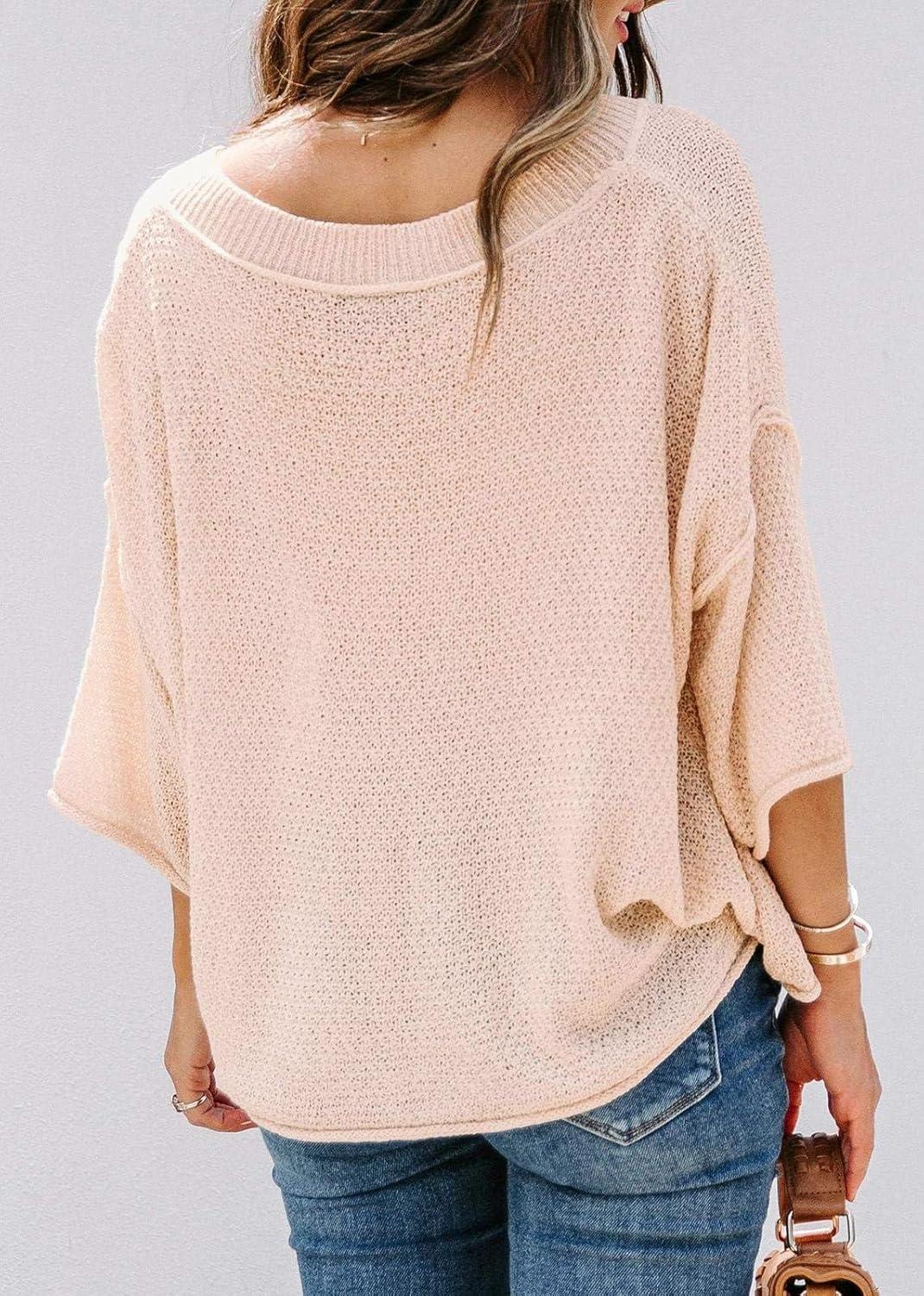 image:imageSaodimallsu Womens Cute Heart Sweaters Short Sleeve V Neck Valentines Tops Lightweight Knit Casual ShirtsBeige