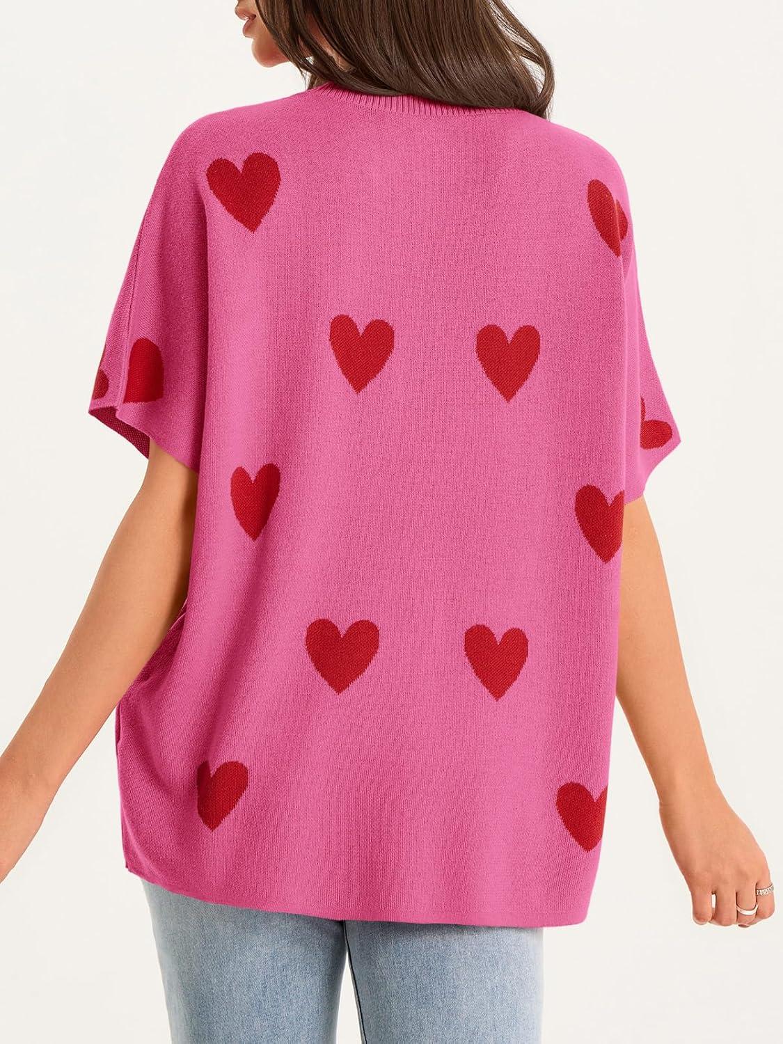 image:imageSaodimallsu Womens Oversized Cardigan Sweaters Short Sleeve Button Down Casual Lightweight Loose Knit Trendy CardigansHeartrose Red