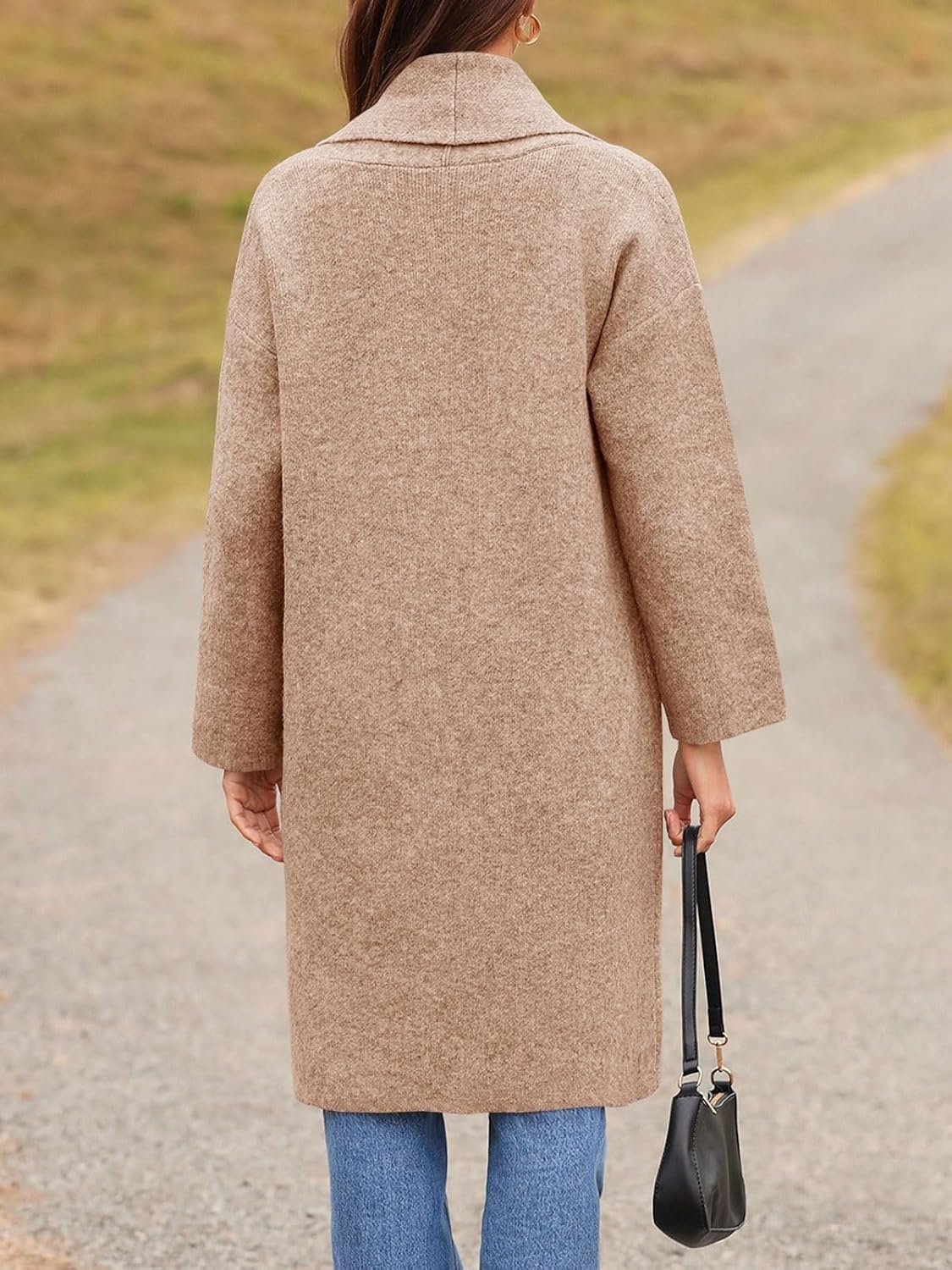 image:imageSaodimallsu Womens Long Cardigan Sweaters Chunky Open Front Oversized Slouchy Knit Fall Trendy Coatigan JacketsCamelwith Pockets