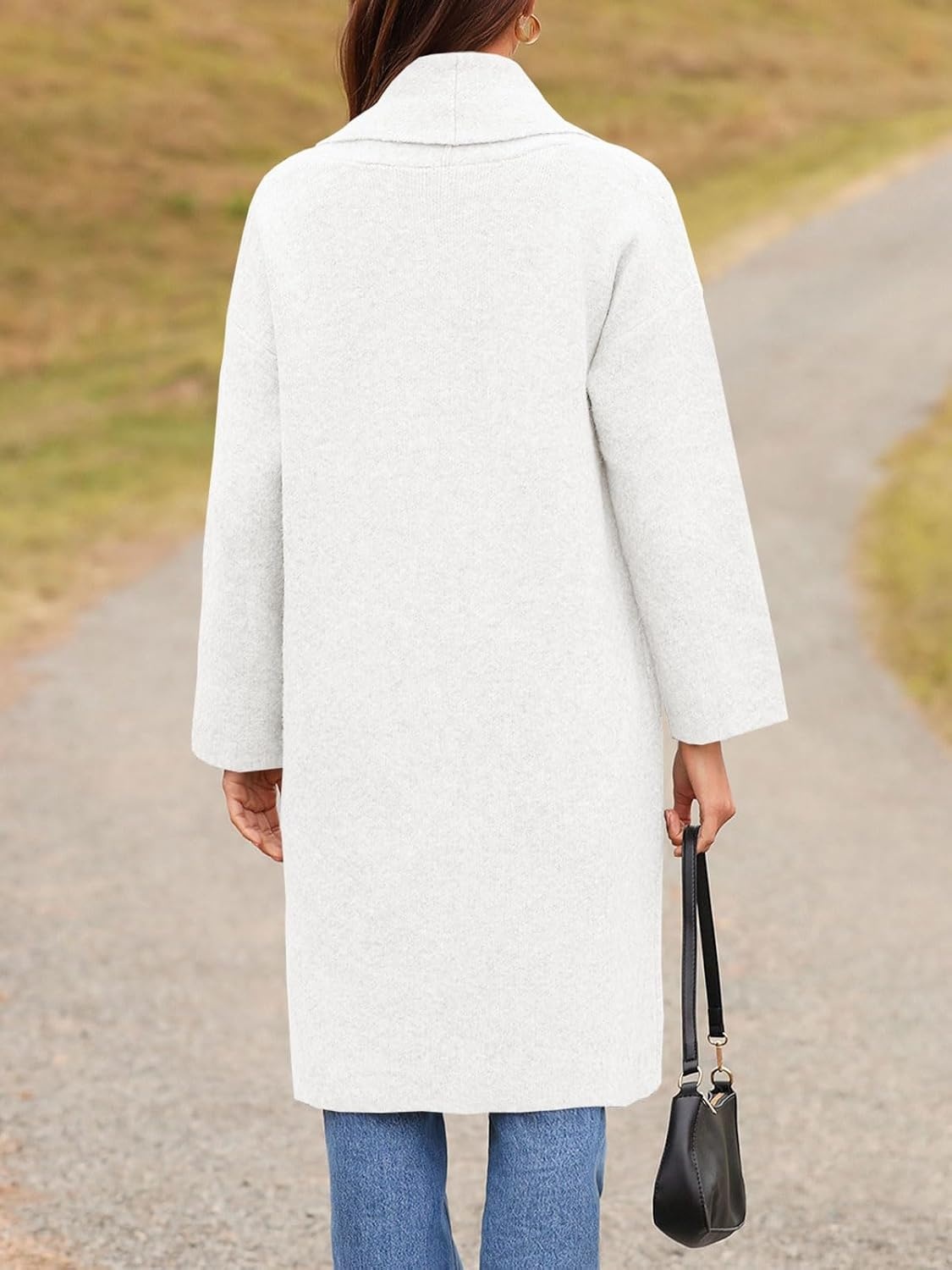 image:imageSaodimallsu Womens Long Cardigan Sweaters Chunky Open Front Oversized Slouchy Knit Fall Trendy Coatigan JacketsWhitewith Pockets