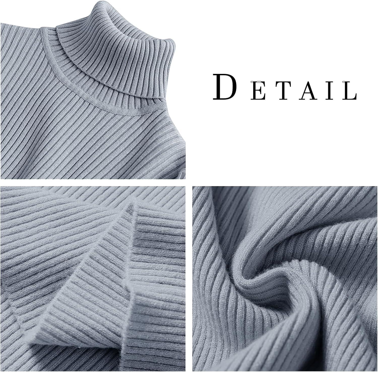 imageSaodimallsu Women Turtleneck Sweater Autumn Winter Thin Knit Sweater Casual Solid ColorLight Grey