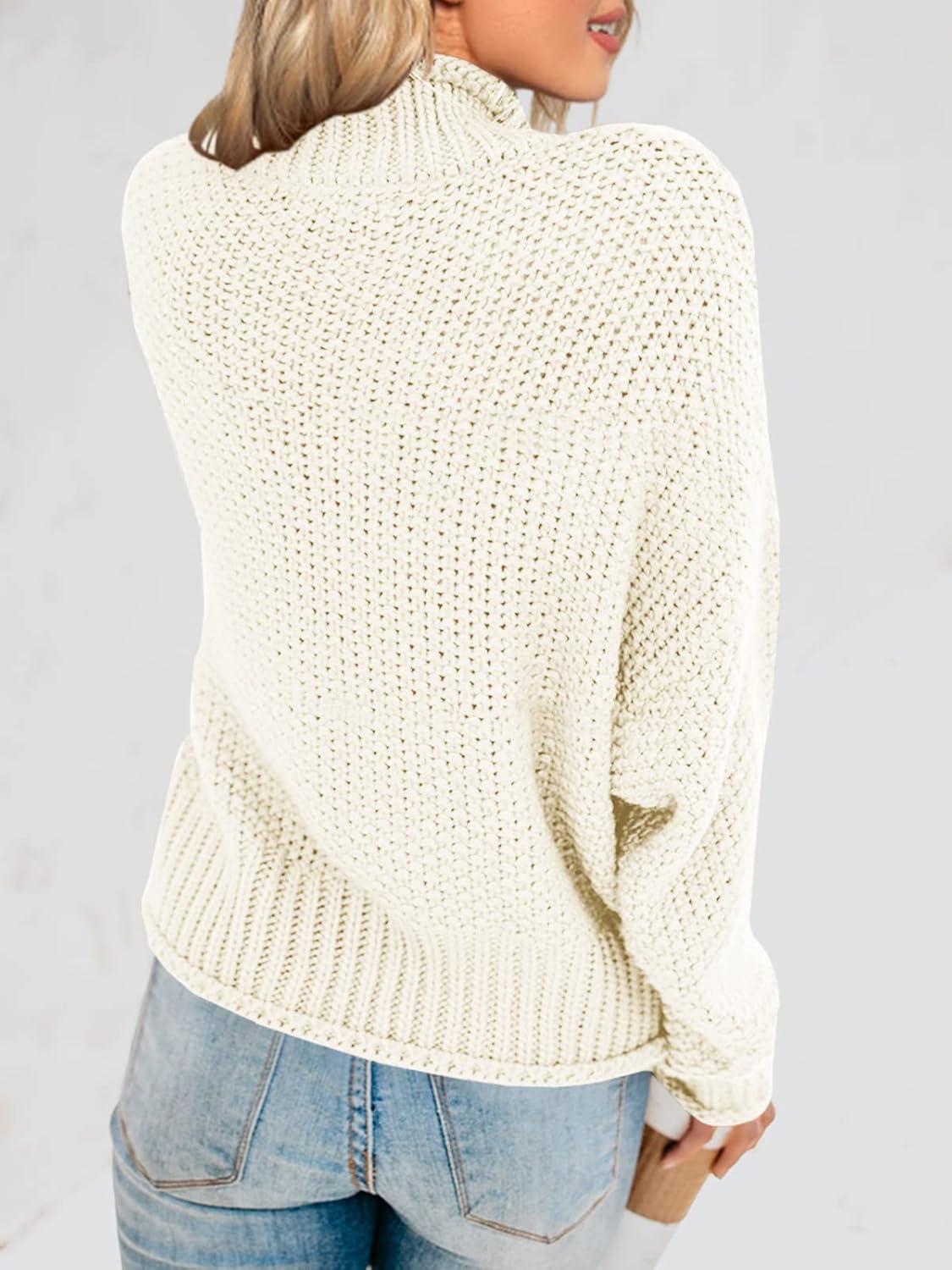 imageSaodimallsu Womens Oversized Turtleneck SweatersBeigewhite