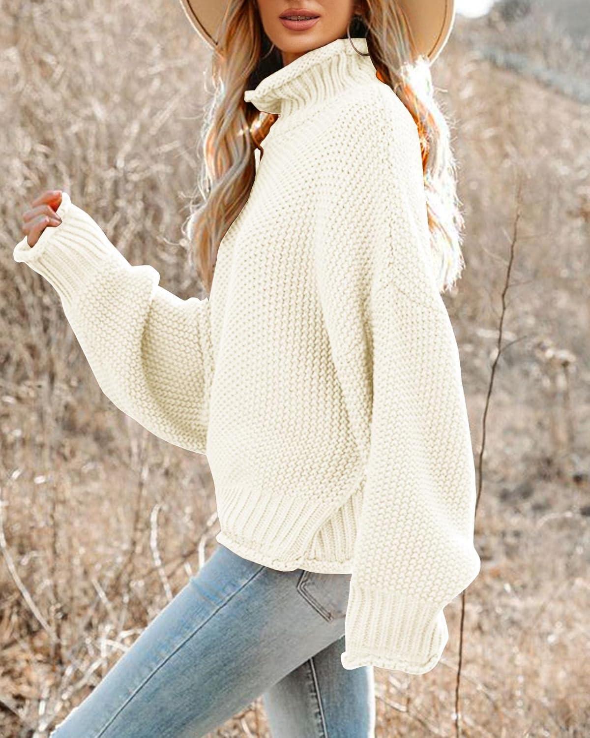 imageSaodimallsu Womens Oversized Turtleneck SweatersBeigewhite