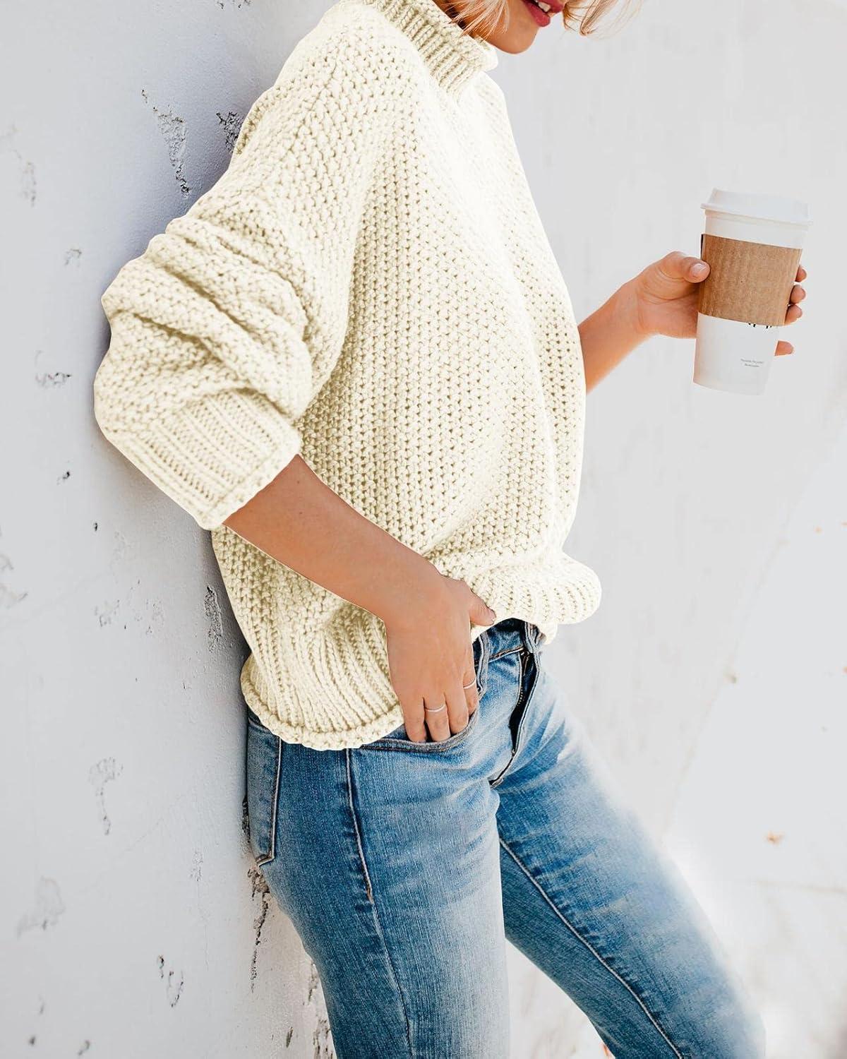 imageSaodimallsu Womens Oversized Turtleneck SweatersBeigewhite