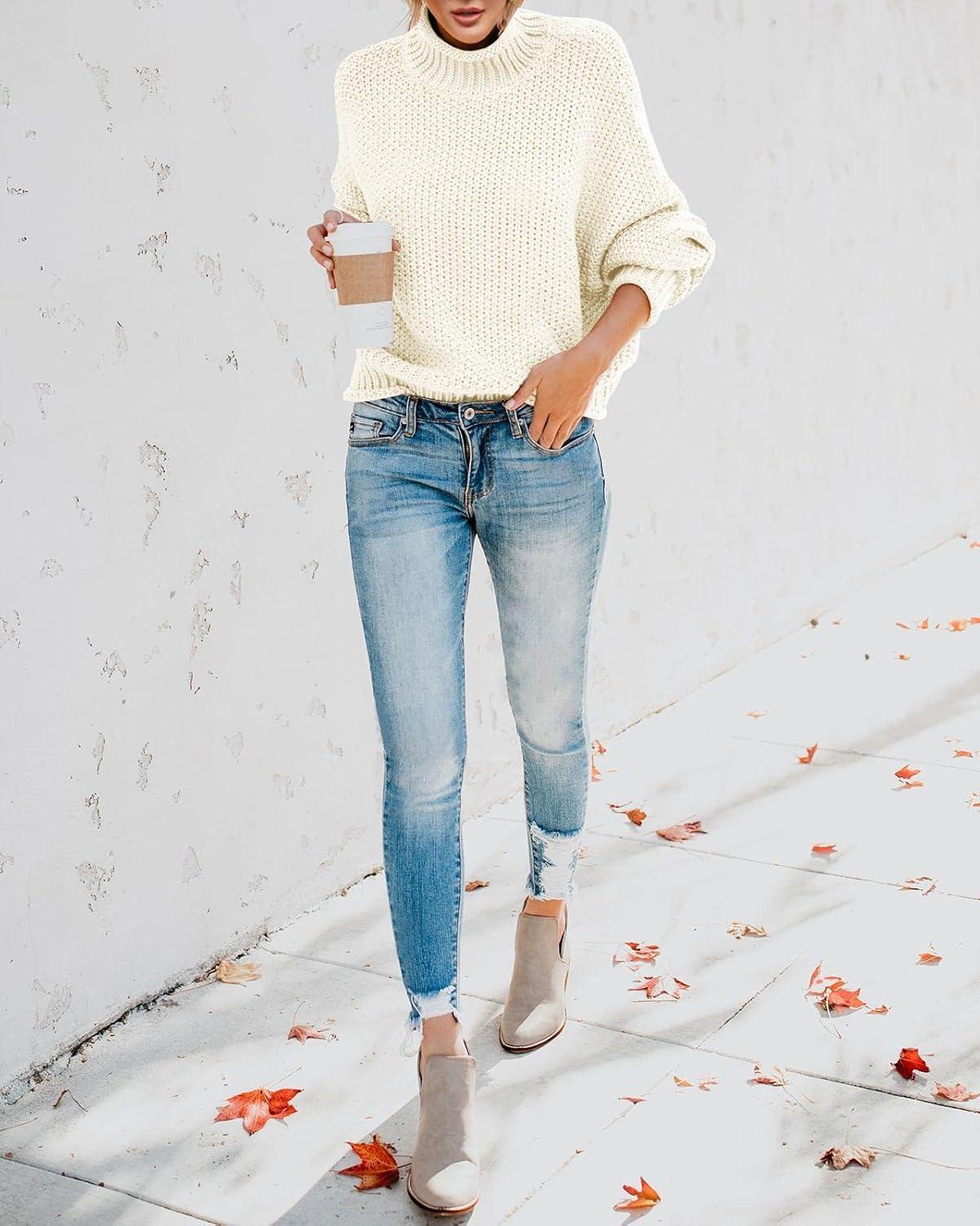 imageSaodimallsu Womens Oversized Turtleneck SweatersBeigewhite