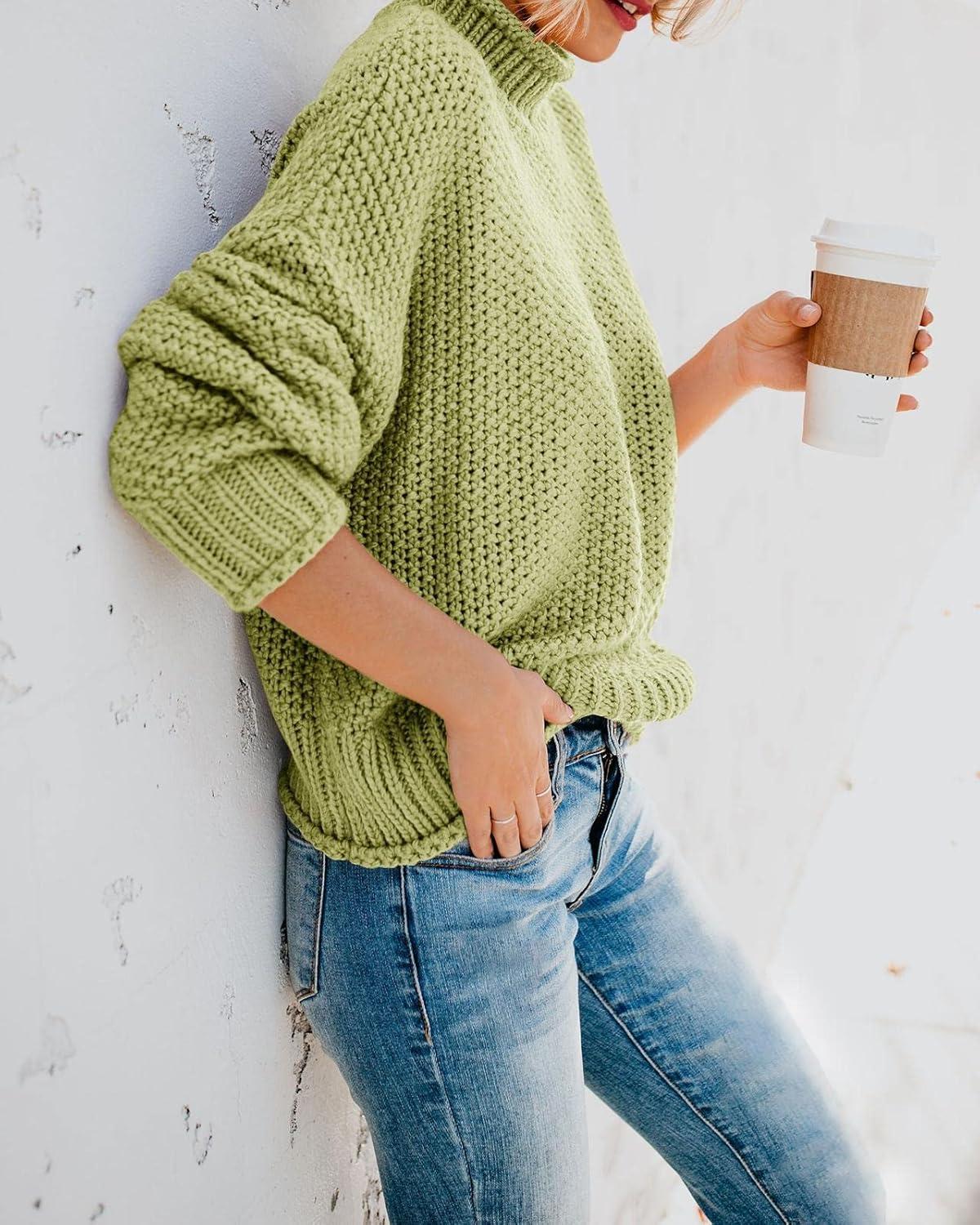 imageSaodimallsu Womens Oversized Turtleneck SweatersGrass Green