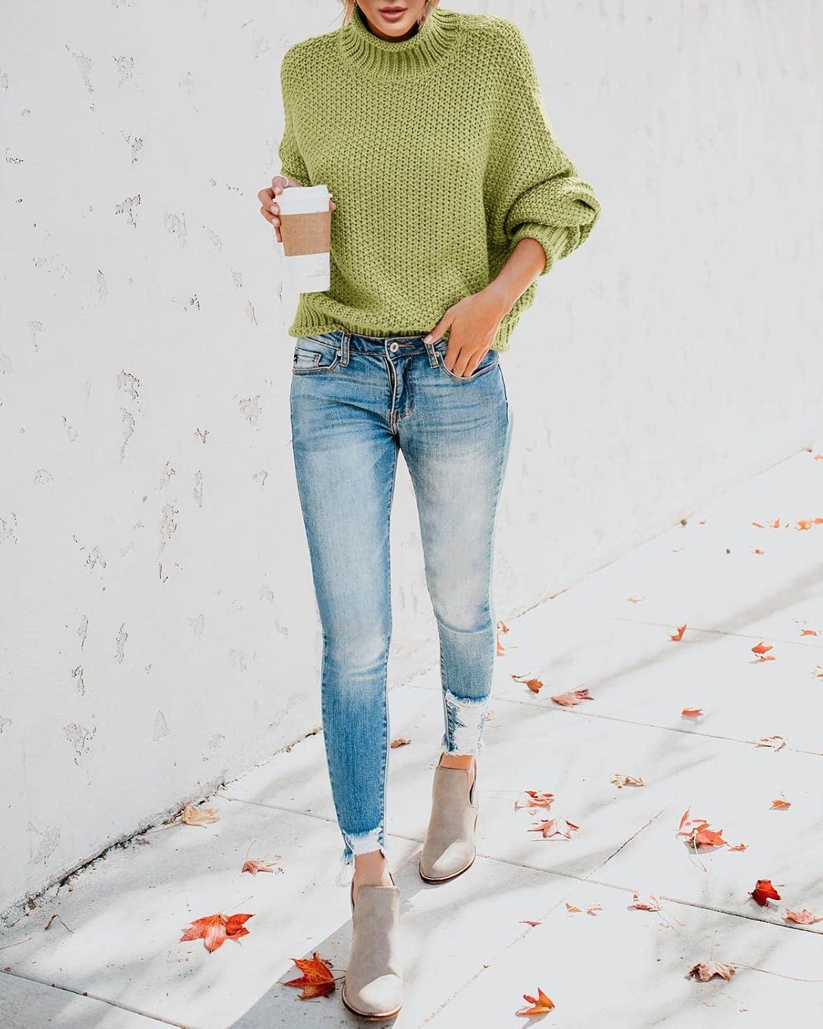 imageSaodimallsu Womens Oversized Turtleneck SweatersGrass Green