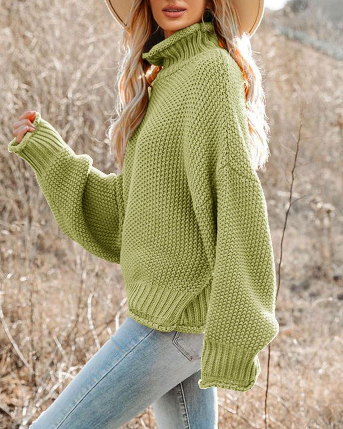 imageSaodimallsu Womens Oversized Turtleneck SweatersGrass Green