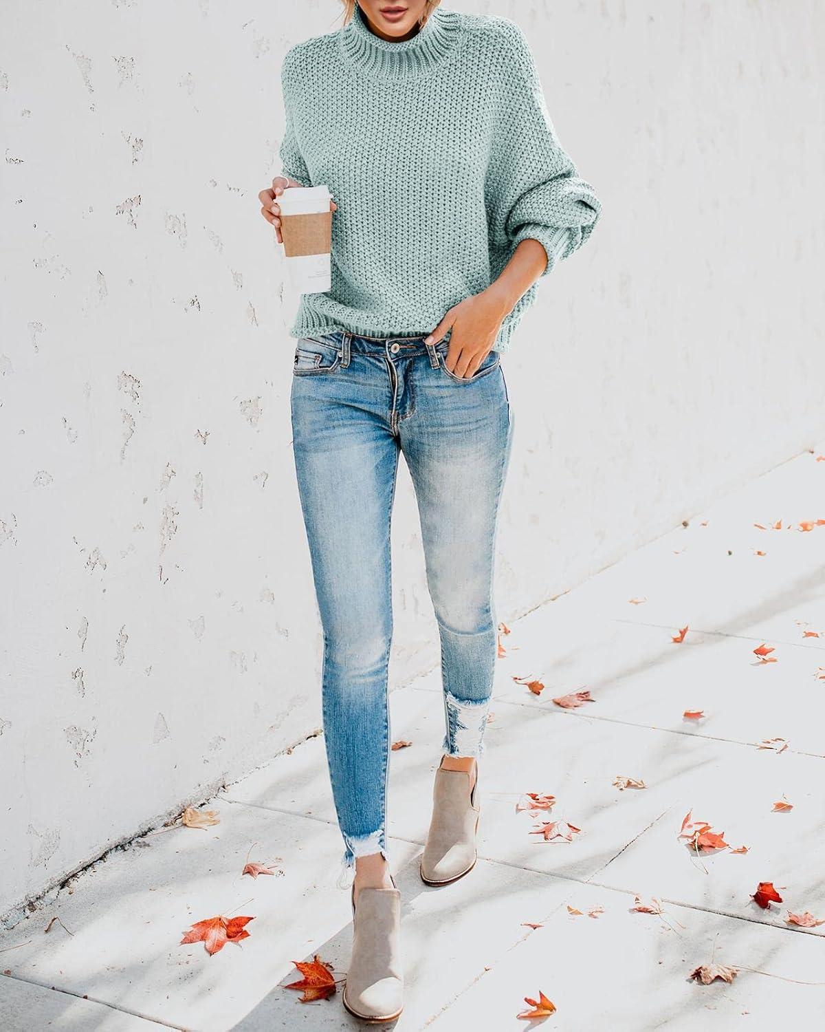 imageSaodimallsu Womens Oversized Turtleneck SweatersGreen