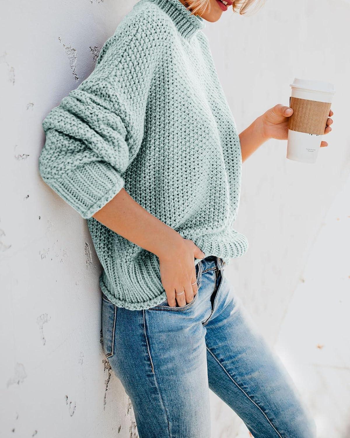 imageSaodimallsu Womens Oversized Turtleneck SweatersGreen