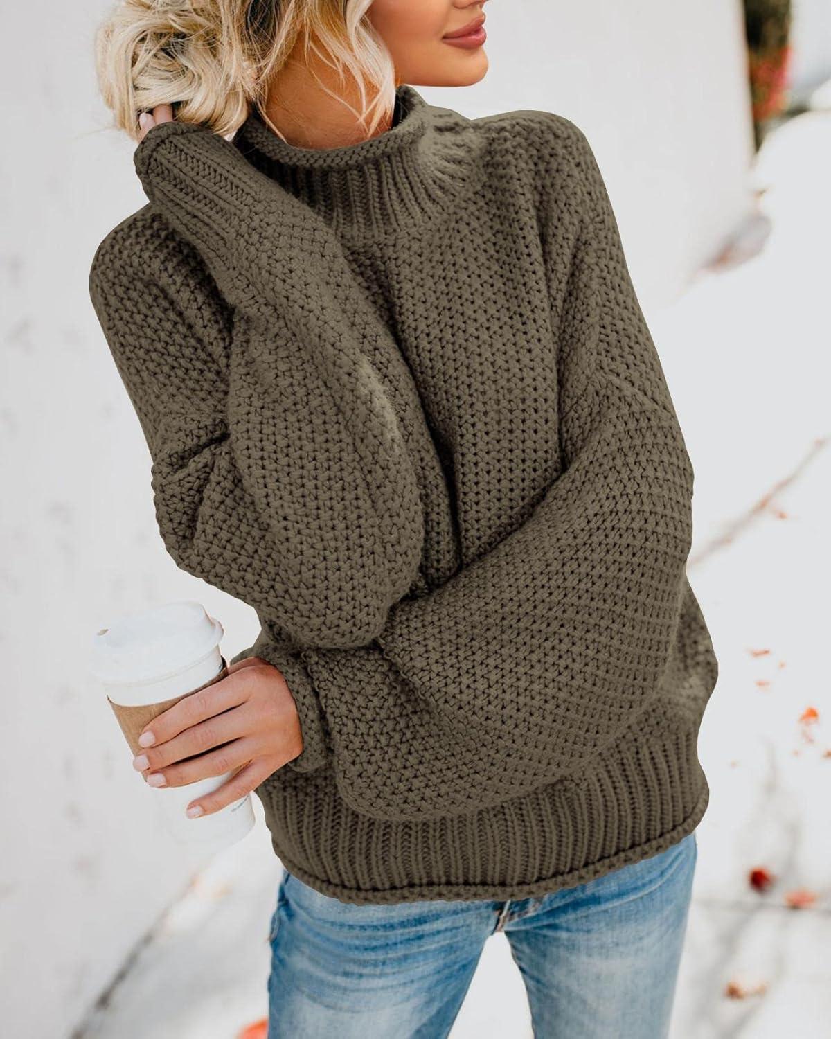 imageSaodimallsu Womens Oversized Turtleneck SweatersGreen Army